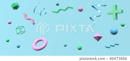 3D render of flying geometric spheres 80473688