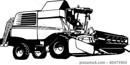 Harvester, Combine - Farm Tractor, farming vehicle - farm silhouette Harvester, Combine - Farm Tractor, farming vehicle - farm silhouette 80473904