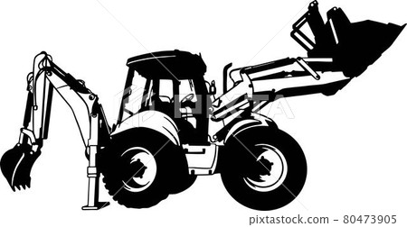 Front Loader - Farm Tractor, farming vehicle - farm silhouette Front Loader - Farm Tractor, farming vehicle - farm silhouette 80473905