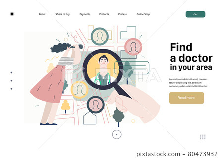 Find a doctor - medical insurance illustration. Modern flat vector 80473932
