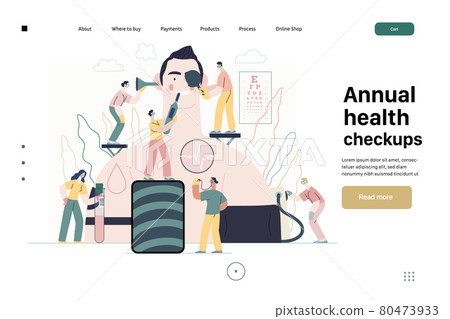 Annual health checkups - medical insurance illustration. Modern flat vector 80473933