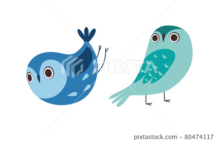 Cute Wise Owls Set, Beautiful Owlets in Blue Colors Cartoon Vector Illustration Cute Wise Owls Set, Beautiful Owlets in Blue Colors Cartoon Vector Illustration 80474117