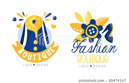 Fashion Boutique Logo Design Set Hand Drawn Labels Vector Illustration 80474147