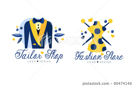 Tailor Shop Logo Design Set, Fashion Store Hand Drawn Labels Vector Illustration Tailor Shop Logo Design Set, Fashion Store Hand Drawn Labels Vector Illustration 80474148