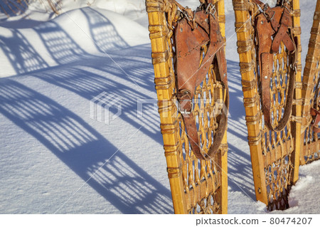 vintage Bear Paw snowshoes abstract vintage Bear Paw snowshoes abstract 80474207