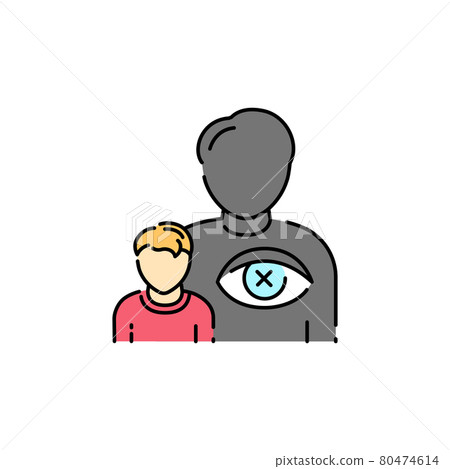 Abandoned kid color line icon. Child abuse. S 80474614