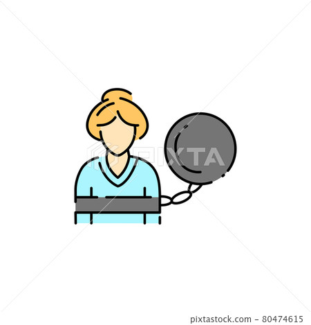 Slavery woman color line icon. Human rights. Female harassment and violence. Slavery woman color line icon. Human rights. Female harassment and violence. 80474615