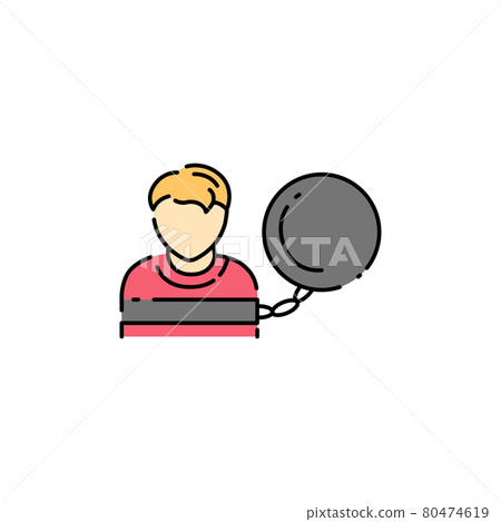 Slavery children color line icon. Human rights. Child abuse. Violence in family. Slavery children color line icon. Human rights. Child abuse. Violence in family. 80474619