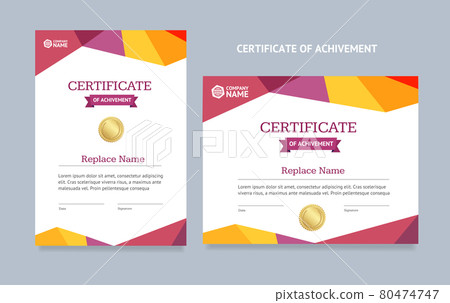 Template Certificate of Achievement Vecrtical and Horizontal Set. Vector Template Certificate of Achievement Vecrtical and Horizontal Set. Vector 80474747