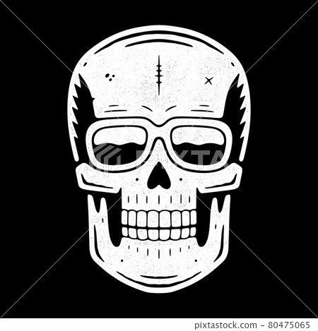 Funny engraved skull. Modern logo. 80475065