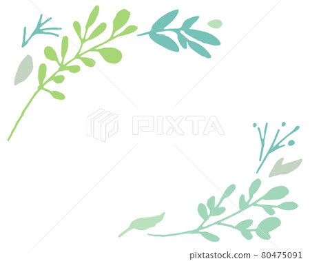 帶有手寫筆觸的植物。線條藝術植被插圖框架。矢量圖。 80475091