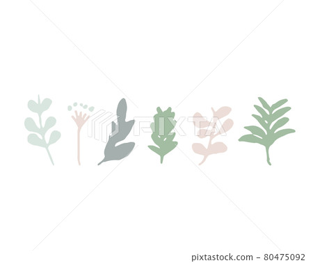 Plants with a handwritten touch. Line art vegetation illustration. Separate parts. 80475092