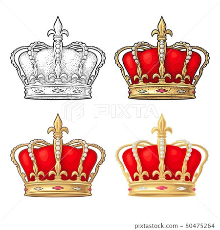 King crown. Engraving vintage vector black illustration. Isolated on white King crown. Engraving vintage vector black illustration. Isolated on white 80475264