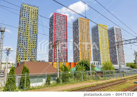 Multicolored residential real estate. Moscow region, Russia Multicolored residential real estate. Moscow region, Russia 80475357