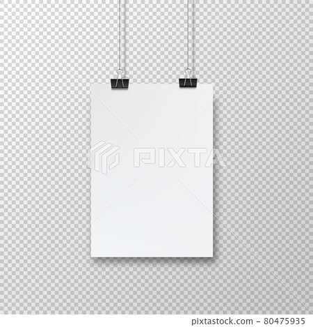 Abstract poster design with hanging paper. Hanging paper poster mockup. Realistic vector blank 80475935