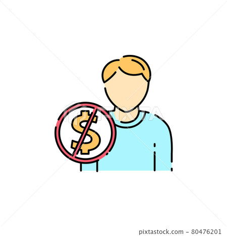 Unemployed father color line icon. Job loss, crisis. Unemployed father color line icon. Job loss, crisis. 80476201