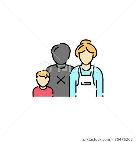 Single mother color line icon. Defective family. 80476202