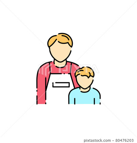 Single father color line icon. Defective family. Single father color line icon. Defective family. 80476203