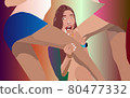 vector illustration of woman in party close up keeps feet. 80477332