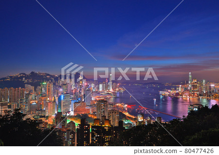 9 July 2021 landscape of HK view at Red Incense Burner Summit lookout 80477426