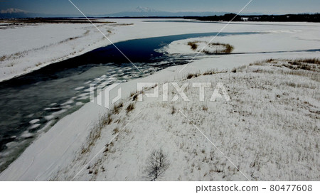 Abashiri's winter lake and Mt. Shari Abashiri's winter lake and Mt. Shari 80477608