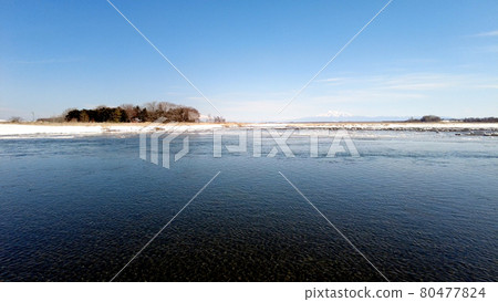 Abashiri's winter lake and Mt. Shari Abashiri's winter lake and Mt. Shari 80477824