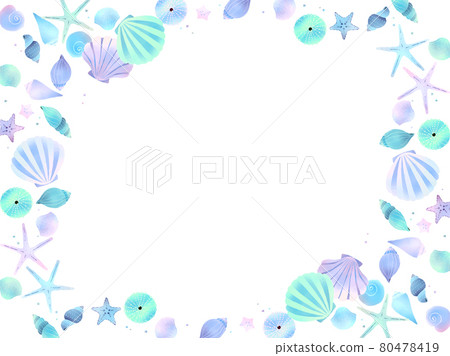 Illustration frame of cute seashells, 80478419
