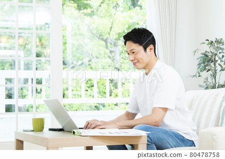 Male telework online meeting Male telework online meeting 80478758