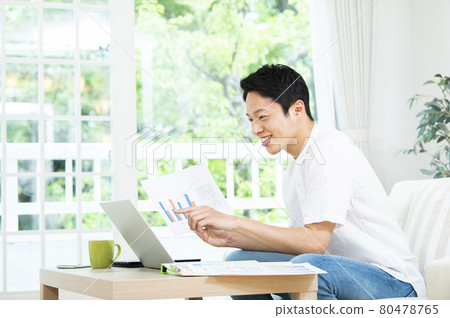 Male telework online meeting Male telework online meeting 80478765