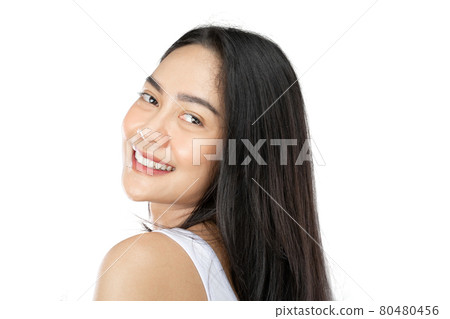 close up of attractive girl with long black hair close up of attractive girl with long black hair 80480456