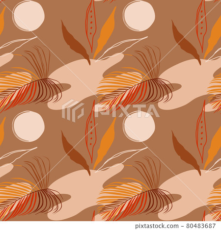 Abstract tropical pattern with shapes and fruits 80483687