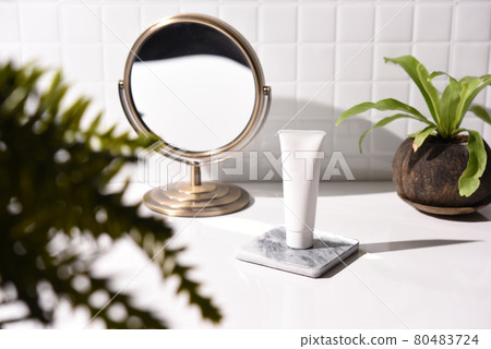 Bathroom view with skin care bottle 80483724