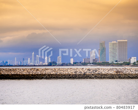 Pattaya  Beach high  Building and beautiful blue sea. 80483917