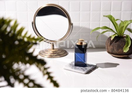 Bathroom view with perfume bottle Bathroom view with perfume bottle 80484136