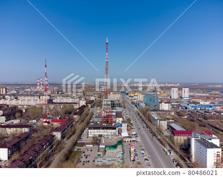 Aerial view of the TV Tower in Tyumen. Russia Aerial view of the TV Tower in Tyumen. Russia 80486021
