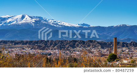 View of Guadix in the Sierra Nevada, province of Granada, Andalusia, Spain. View of Guadix in the Sierra Nevada, province of Granada, Andalusia, Spain. 80487259