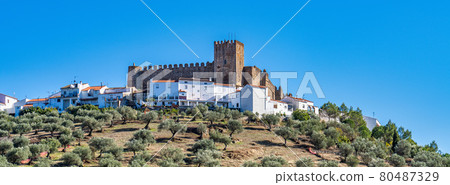 Landscape view to Segura De Leon Castle Hill, Extremadura, Spain 80487329