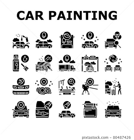 Car Painting Service Collection Icons Set Vector 80487426