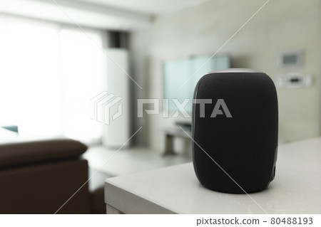 artificial intelligence speaker and devices in living room, house 80488193