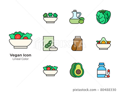 vegan, vegetarian vector icon set vegan, vegetarian vector icon set 80488330