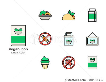 vegan, vegetarian vector icon set vegan, vegetarian vector icon set 80488332