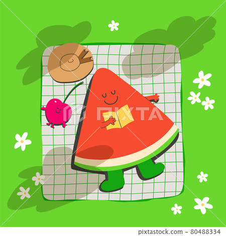 watermelon fruit emoticon character enjoying summer 80488334