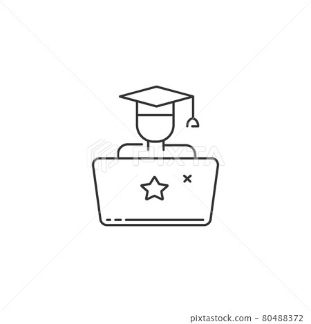 Student with laptop icon. Online education sign 80488372