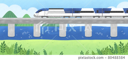 railway over water, summer scenery 80488384