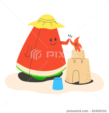 watermelon fruit emoticon character enjoying summer watermelon fruit emoticon character enjoying summer 80488430
