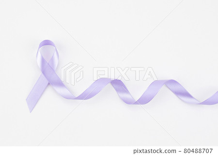 Purple ribbon on white background Purple ribbon on white background 80488707