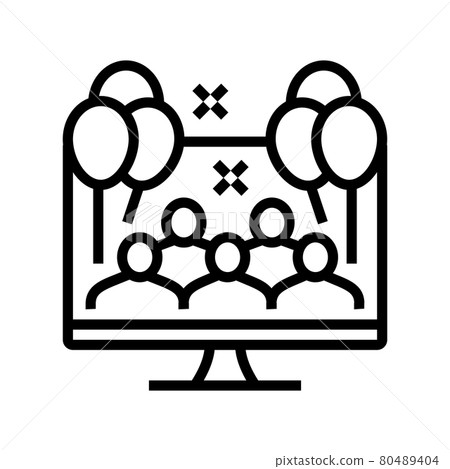 virtual kids party line icon vector illustration virtual kids party line icon vector illustration 80489404