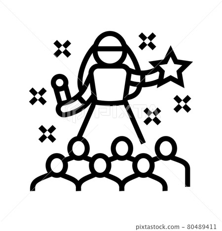popstar kids party line icon vector illustration 80489411