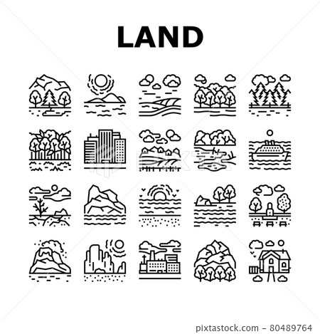 Land Scape Nature Collection Icons Set Vector Land Scape Nature Collection Icons Set Vector 80489764