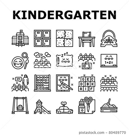 Kindergarten Activity Collection Icons Set Vector Kindergarten Activity Collection Icons Set Vector 80489770